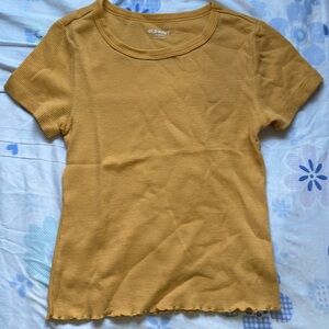 Old Navy Short-Sleeve Cropped Lettuce-Edge Waffle-Knit T-Shirt for Women